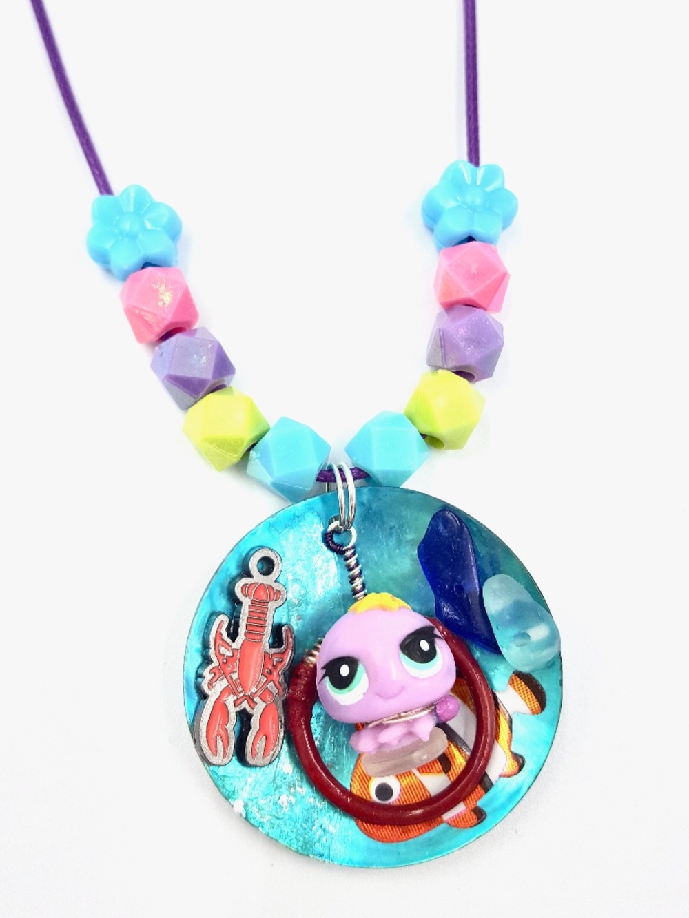 Littlest Pet Shop Teeniest Tiniest Octopus Pendant Beaded Cord Necklace